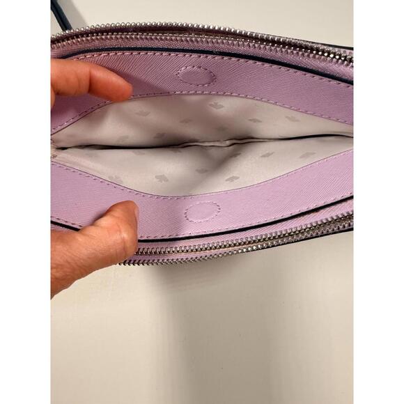 Kate Spade Double Up Small  Saffiano Leather Lilac White Crossbody Bag - Picture 4 of 9